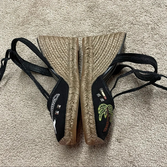 MARC JACOBS Nathalie Crystal & Pearl Embellished Raffia Espadrille Wedges - Picture 7 of 16